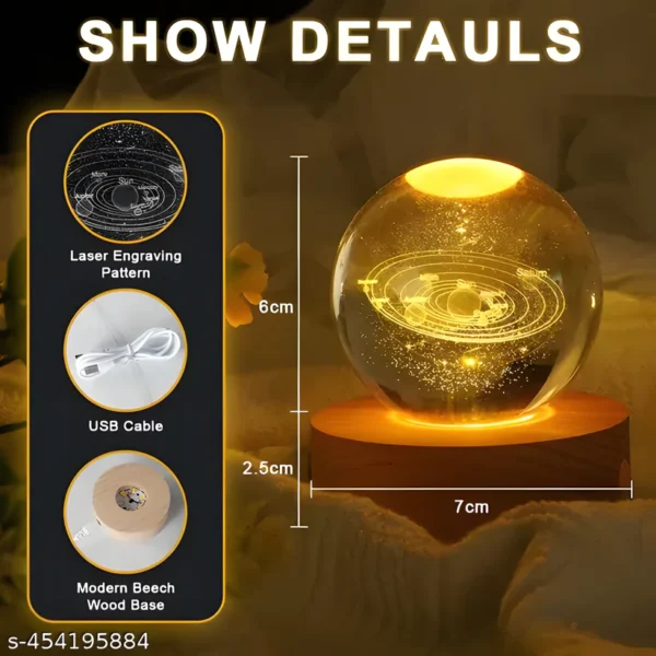 3D Solar Crystal Ball Night Lamp - Image 2